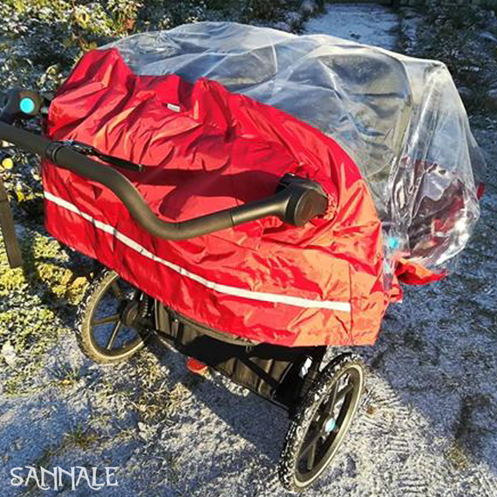 Sannale vihmakile, loodud kasutamiseks koos Thule Double käruga koos vankrikorviga